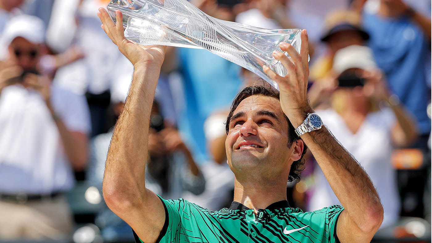 The Winners of Miami Open 2017 Tennis Tournament Roger Federer & Rolex Sky-Dweller